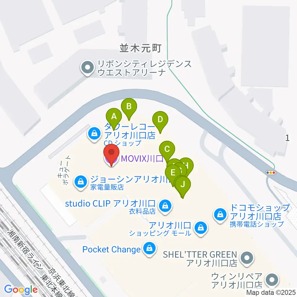 MOVIX川口周辺のファミレス・ファーストフード一覧地図
