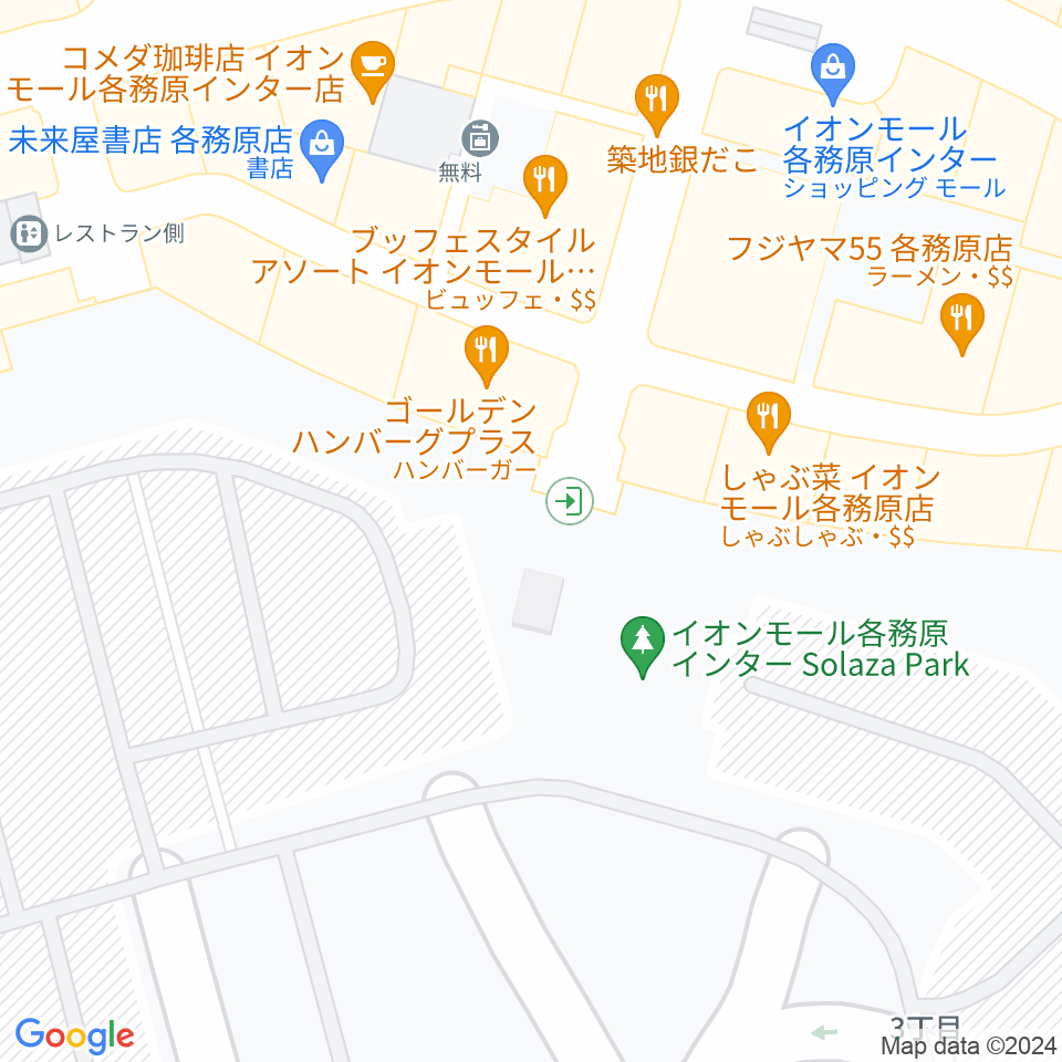 イオンシネマ各務原周辺のファミレス・ファーストフード一覧地図