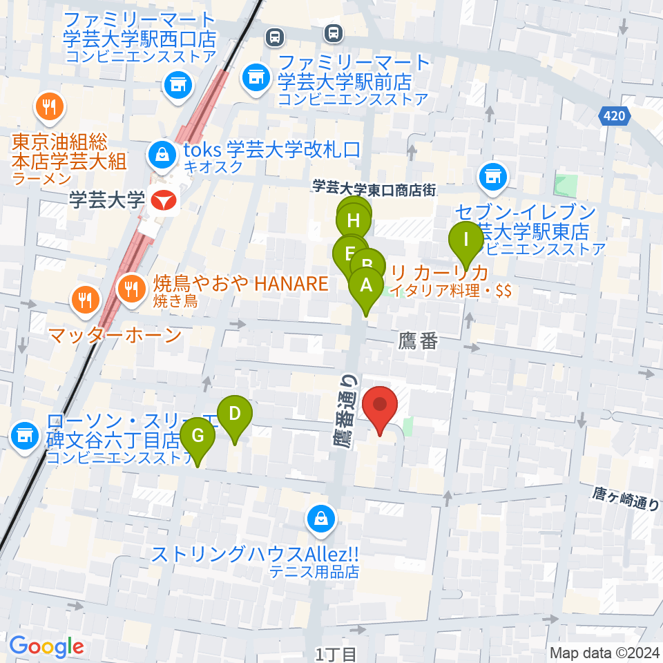 フォレストミュージック周辺のファミレス・ファーストフード一覧地図