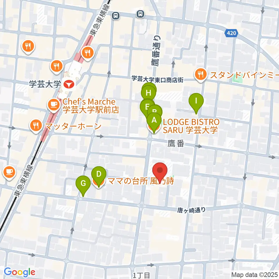 フォレストミュージック周辺のファミレス・ファーストフード一覧地図