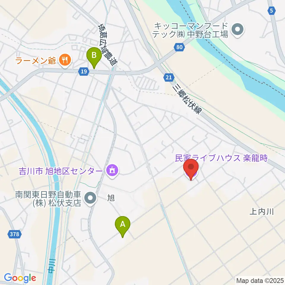 民家ライブハウス楽龍時周辺のファミレス・ファーストフード一覧地図
