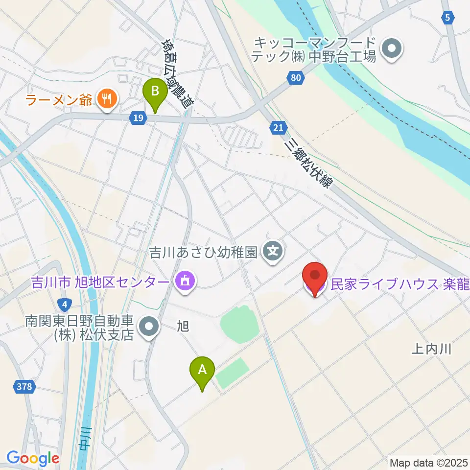 民家ライブハウス楽龍時周辺のファミレス・ファーストフード一覧地図