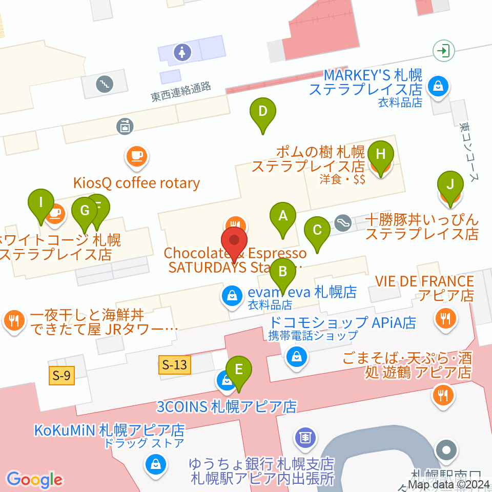 札幌シネマフロンティア周辺のファミレス・ファーストフード一覧地図