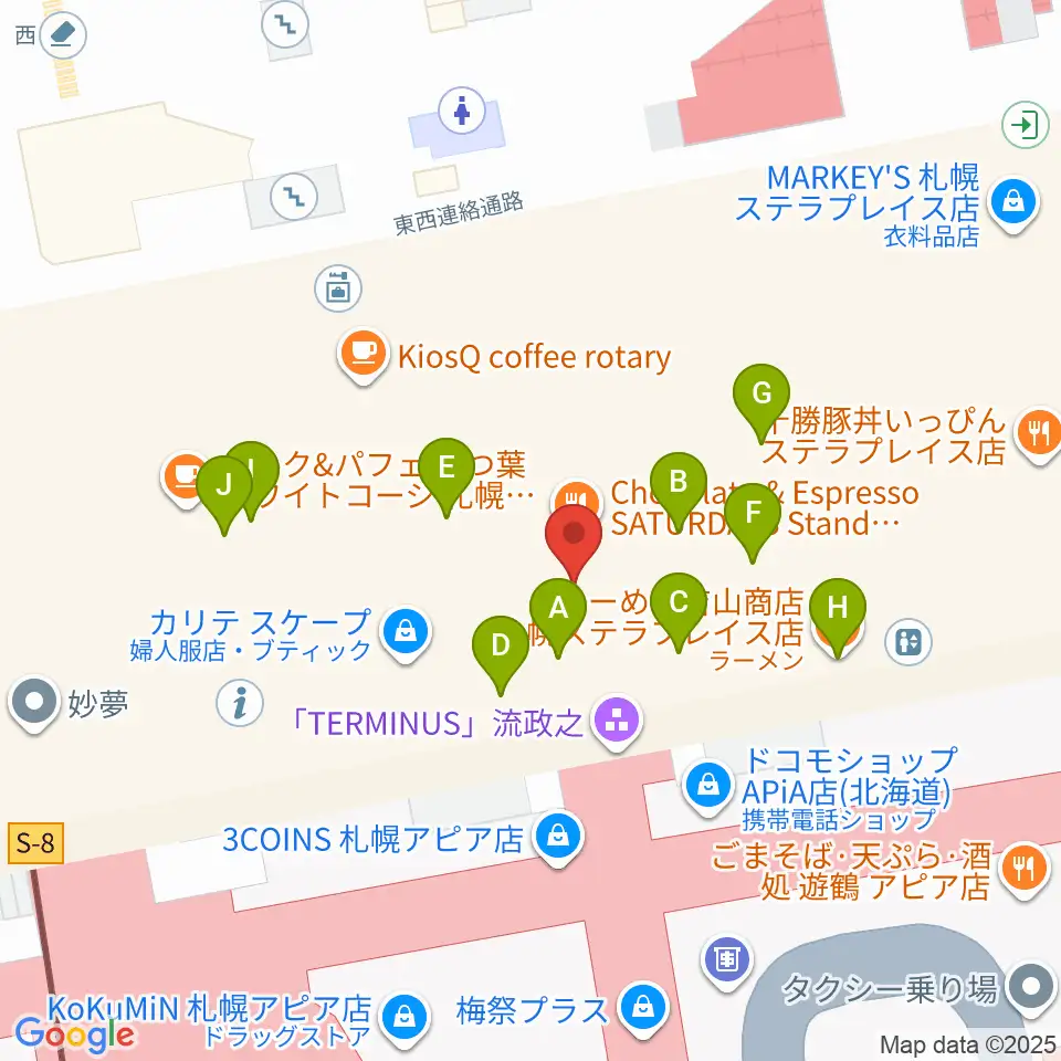 札幌シネマフロンティア周辺のファミレス・ファーストフード一覧地図