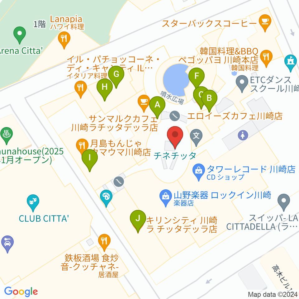 チネチッタ周辺のファミレス・ファーストフード一覧地図