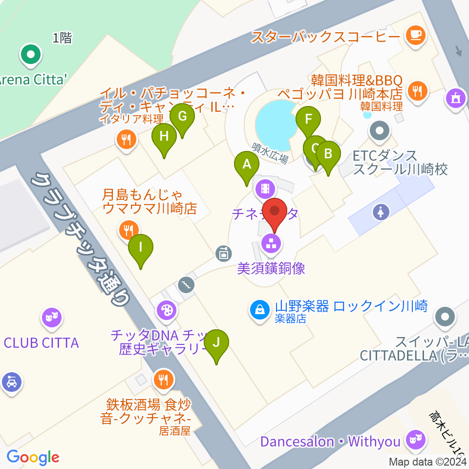 チネチッタ周辺のファミレス・ファーストフード一覧地図