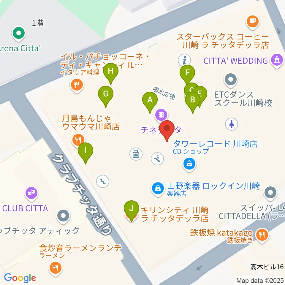 チネチッタ周辺のファミレス・ファーストフード一覧地図