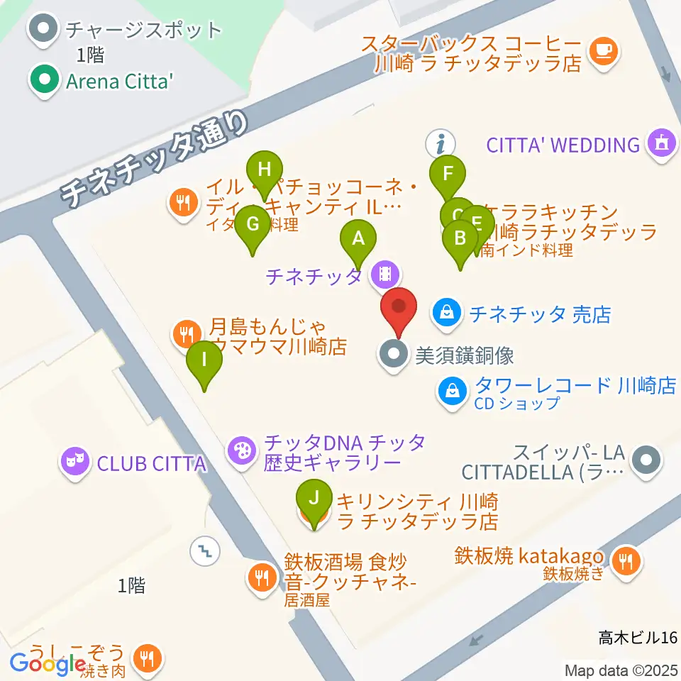 チネチッタ周辺のファミレス・ファーストフード一覧地図