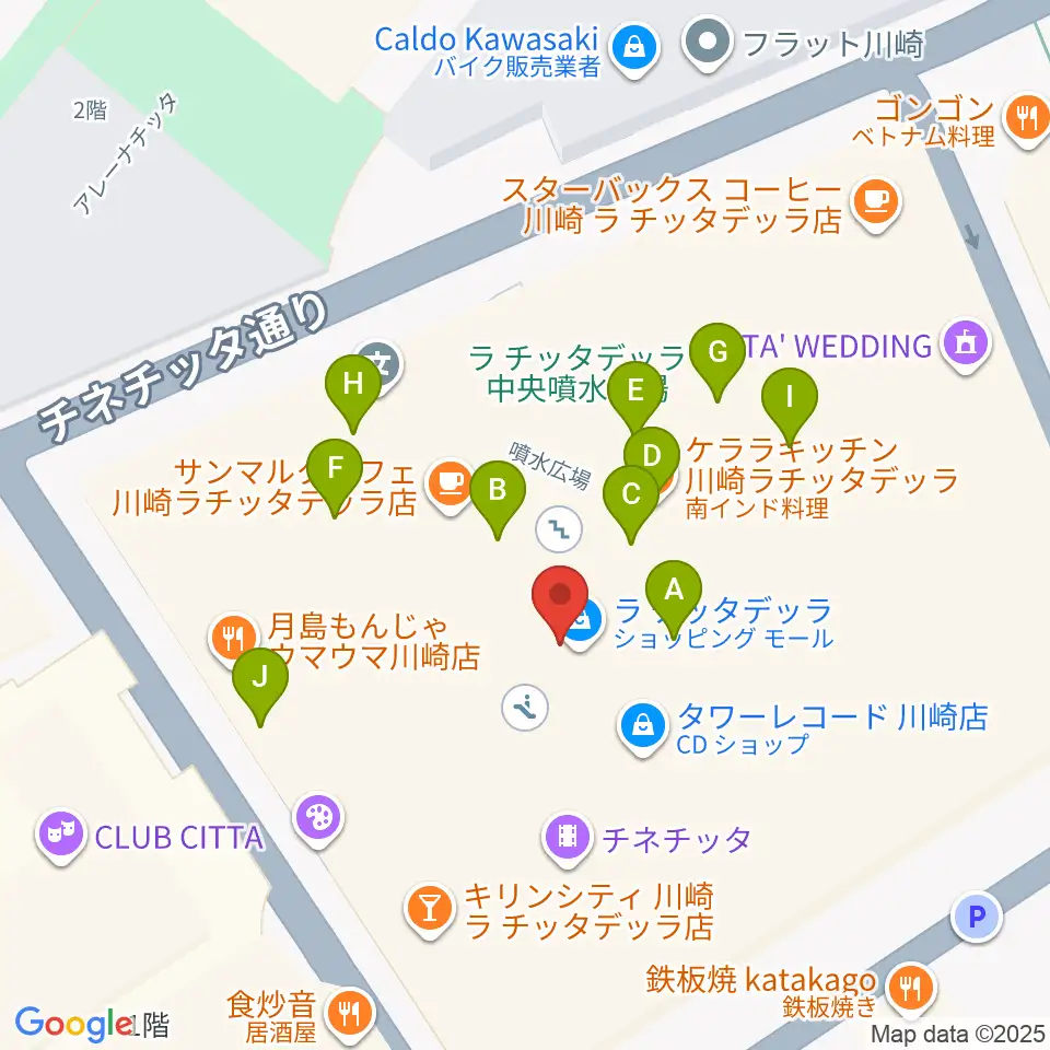 チネチッタ周辺のファミレス・ファーストフード一覧地図