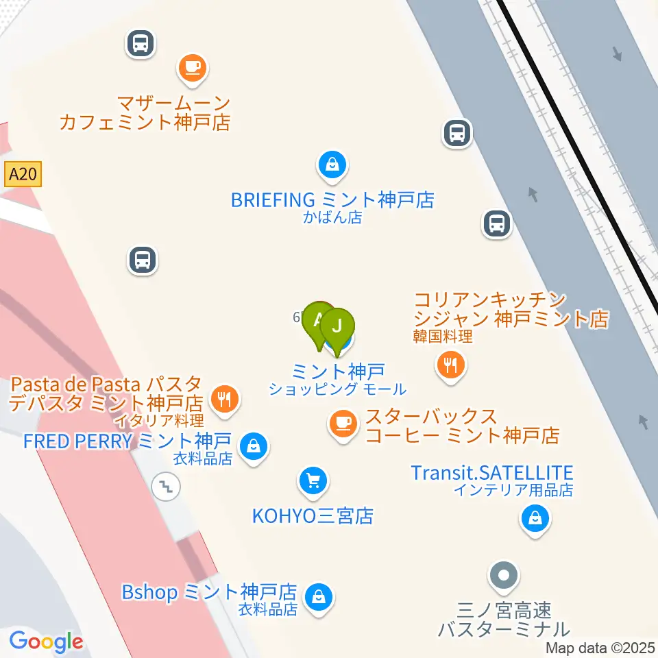 OSシネマズミント神戸周辺のファミレス・ファーストフード一覧地図