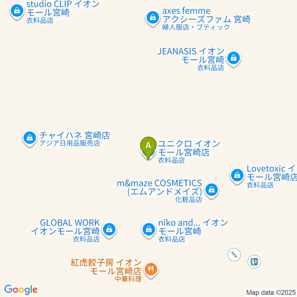 セントラルシネマ宮崎周辺のファミレス・ファーストフード一覧地図