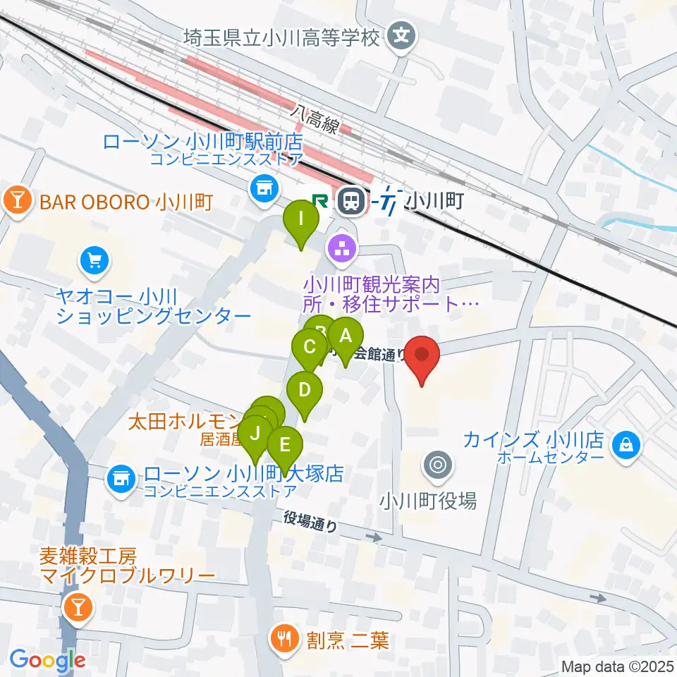 小川町民会館 リリックおがわ周辺のファミレス・ファーストフード一覧地図