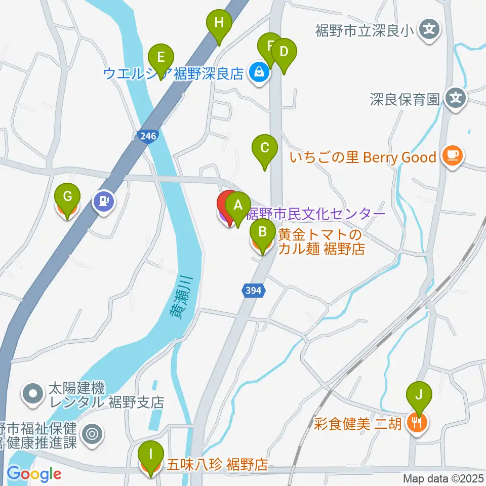 裾野市民文化センター周辺のファミレス・ファーストフード一覧地図