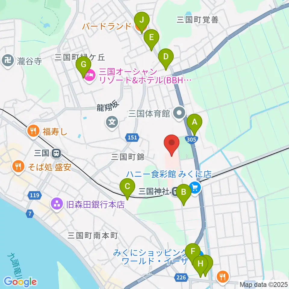 みくに未来ホール周辺のファミレス・ファーストフード一覧地図