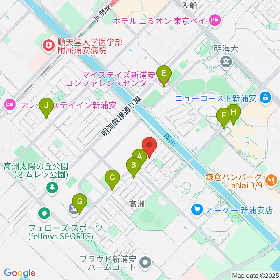 空、奏で 音楽教室周辺のファミレス・ファーストフード一覧地図