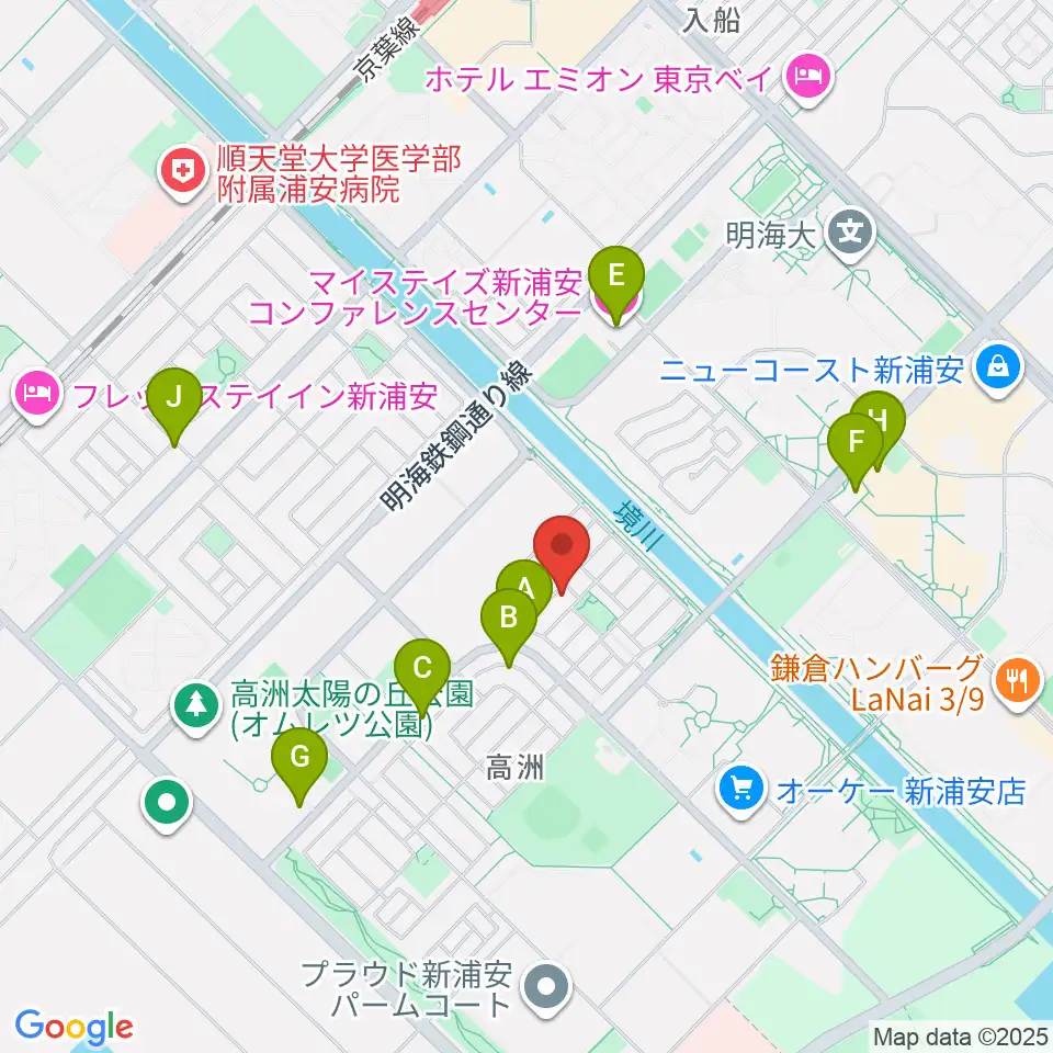 空、奏で　音楽教室周辺のファミレス・ファーストフード一覧地図
