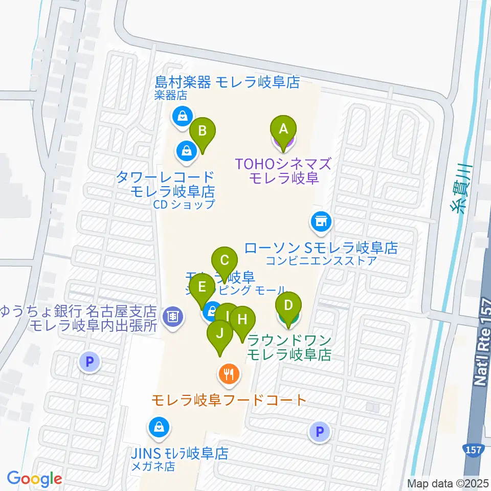 TOHOシネマズ モレラ岐阜周辺のファミレス・ファーストフード一覧地図