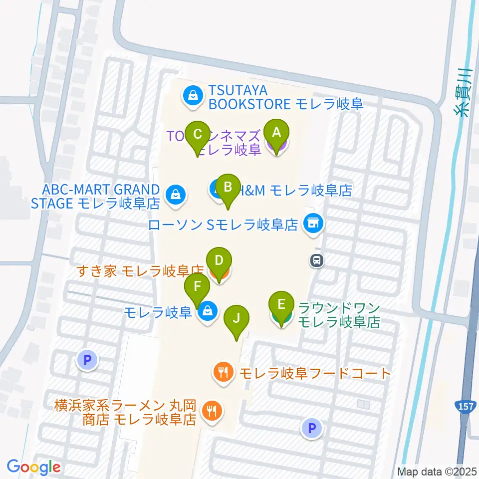 TOHOシネマズ モレラ岐阜周辺のファミレス・ファーストフード一覧地図