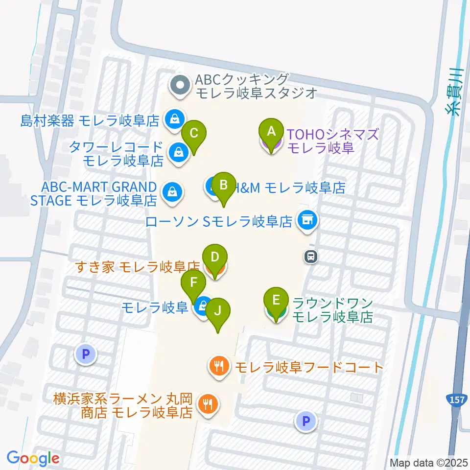TOHOシネマズ モレラ岐阜周辺のファミレス・ファーストフード一覧地図