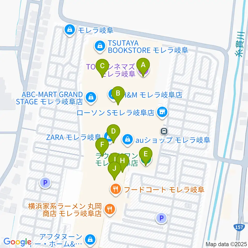 TOHOシネマズ モレラ岐阜周辺のファミレス・ファーストフード一覧地図