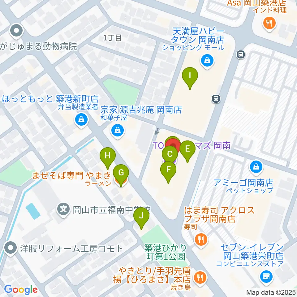 TOHOシネマズ岡南周辺のファミレス・ファーストフード一覧地図