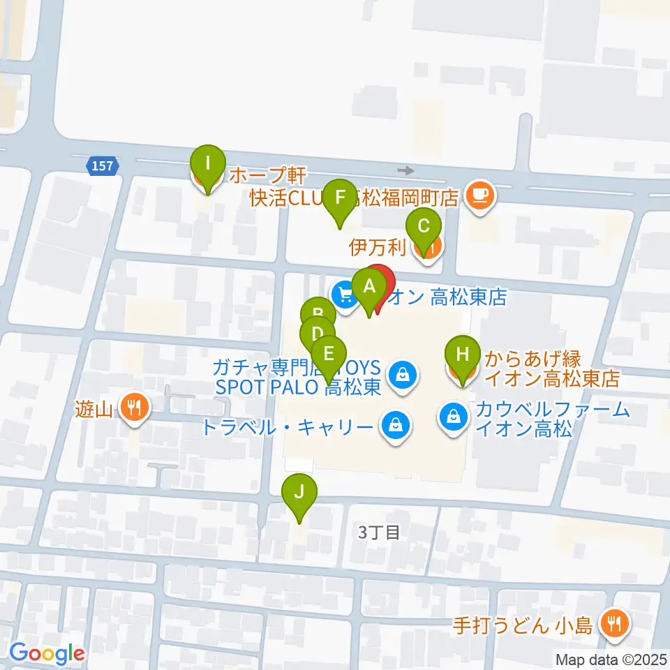イオンシネマ高松東周辺のファミレス・ファーストフード一覧地図