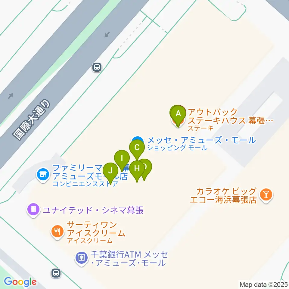 ユナイテッド・シネマ幕張周辺のファミレス・ファーストフード一覧地図