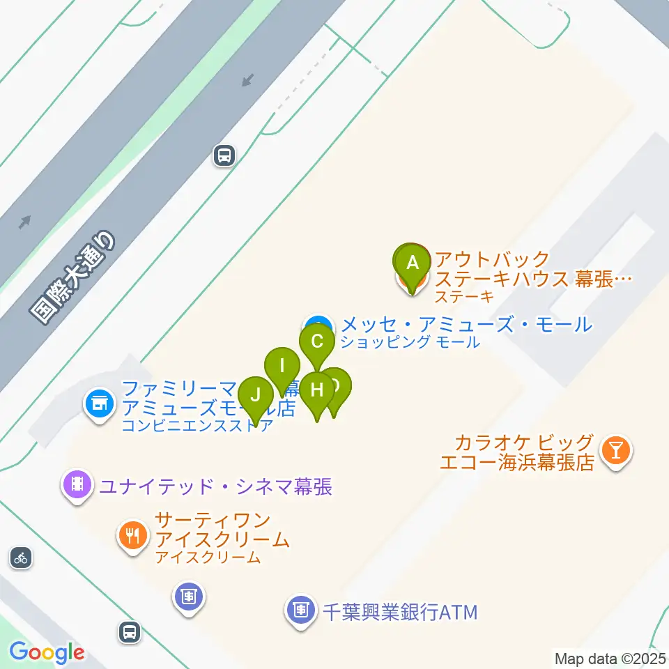 ユナイテッド・シネマ幕張周辺のファミレス・ファーストフード一覧地図
