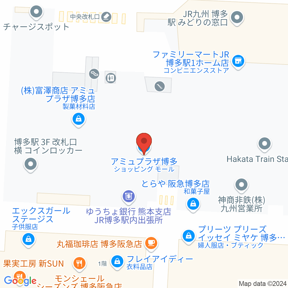 T・ジョイ博多周辺のファミレス・ファーストフード一覧地図