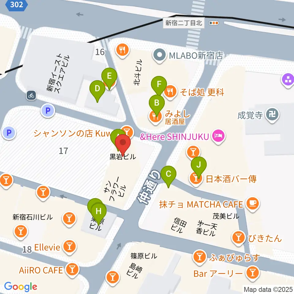 シャンソンの店Kuwa周辺のファミレス・ファーストフード一覧地図