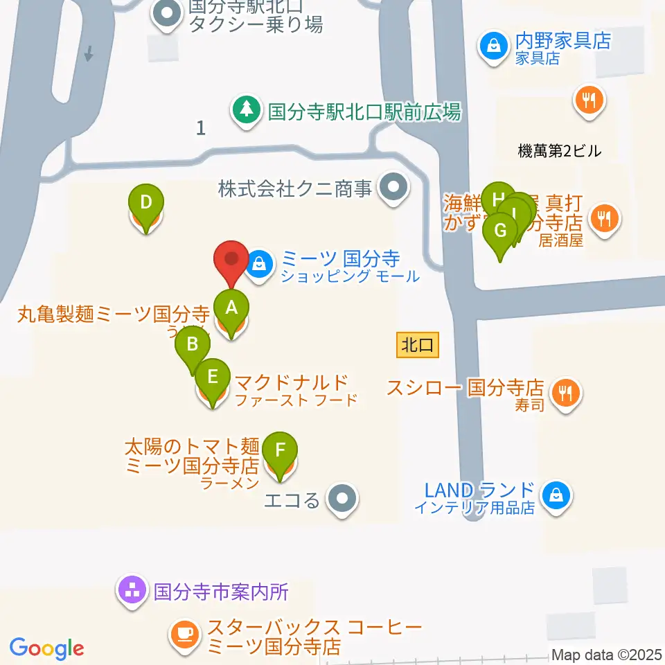 cocobunjiプラザ周辺のファミレス・ファーストフード一覧地図