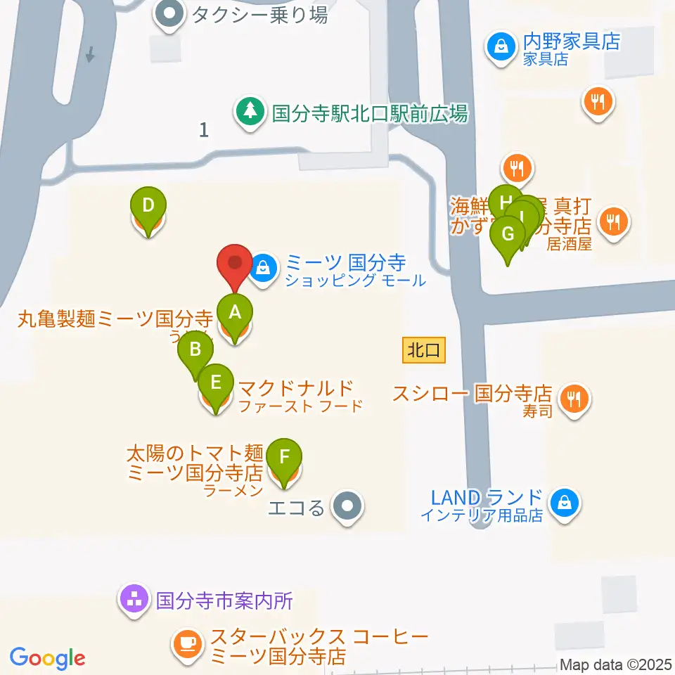 cocobunjiプラザ周辺のファミレス・ファーストフード一覧地図