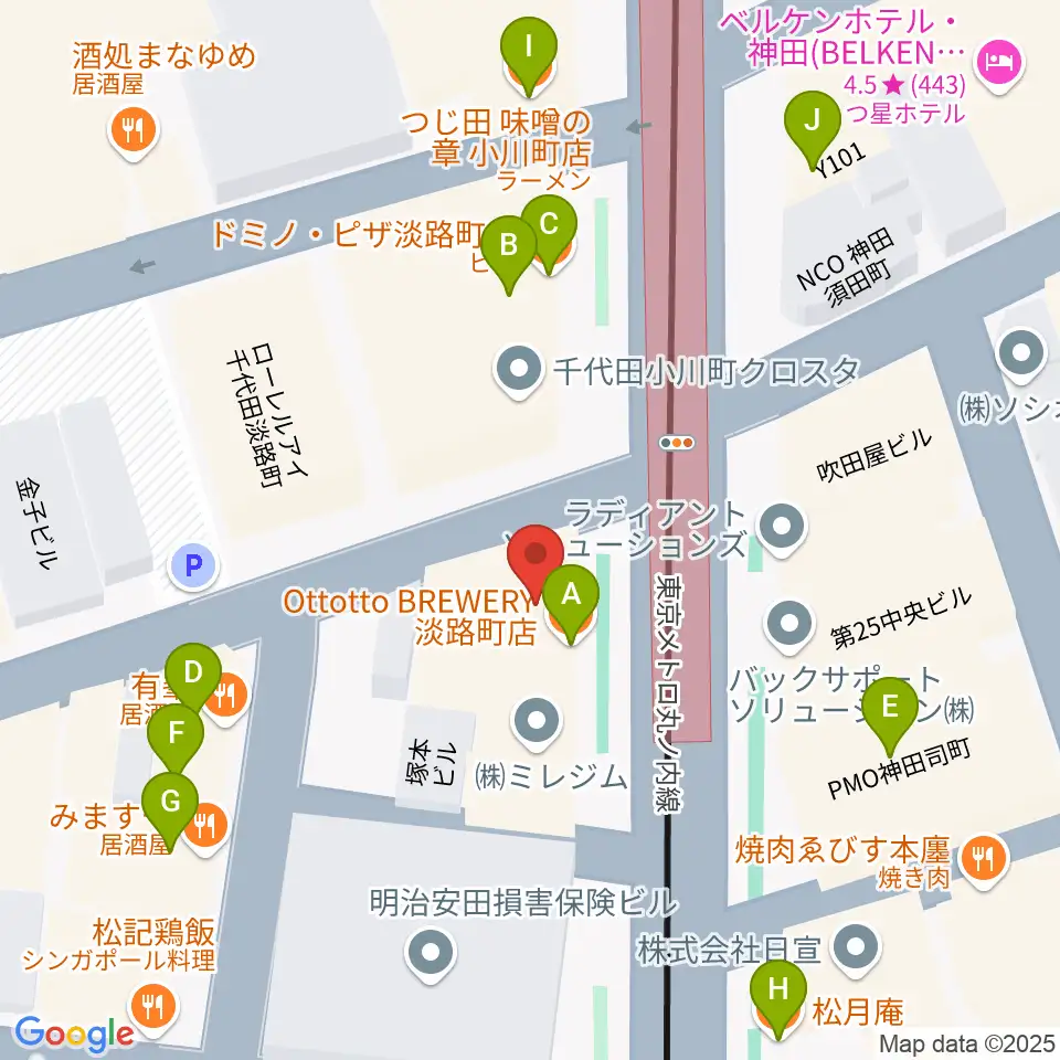 スタジオBPM周辺のファミレス・ファーストフード一覧地図