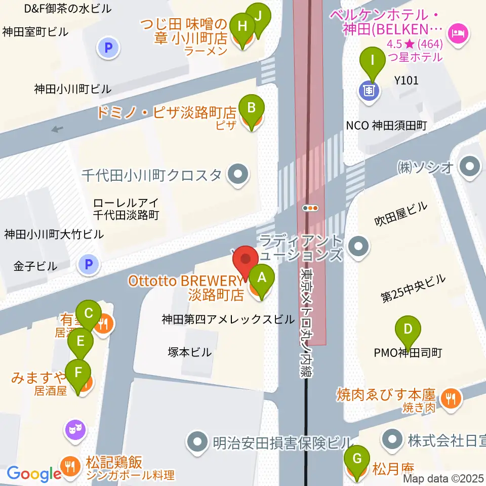 スタジオBPM周辺のファミレス・ファーストフード一覧地図