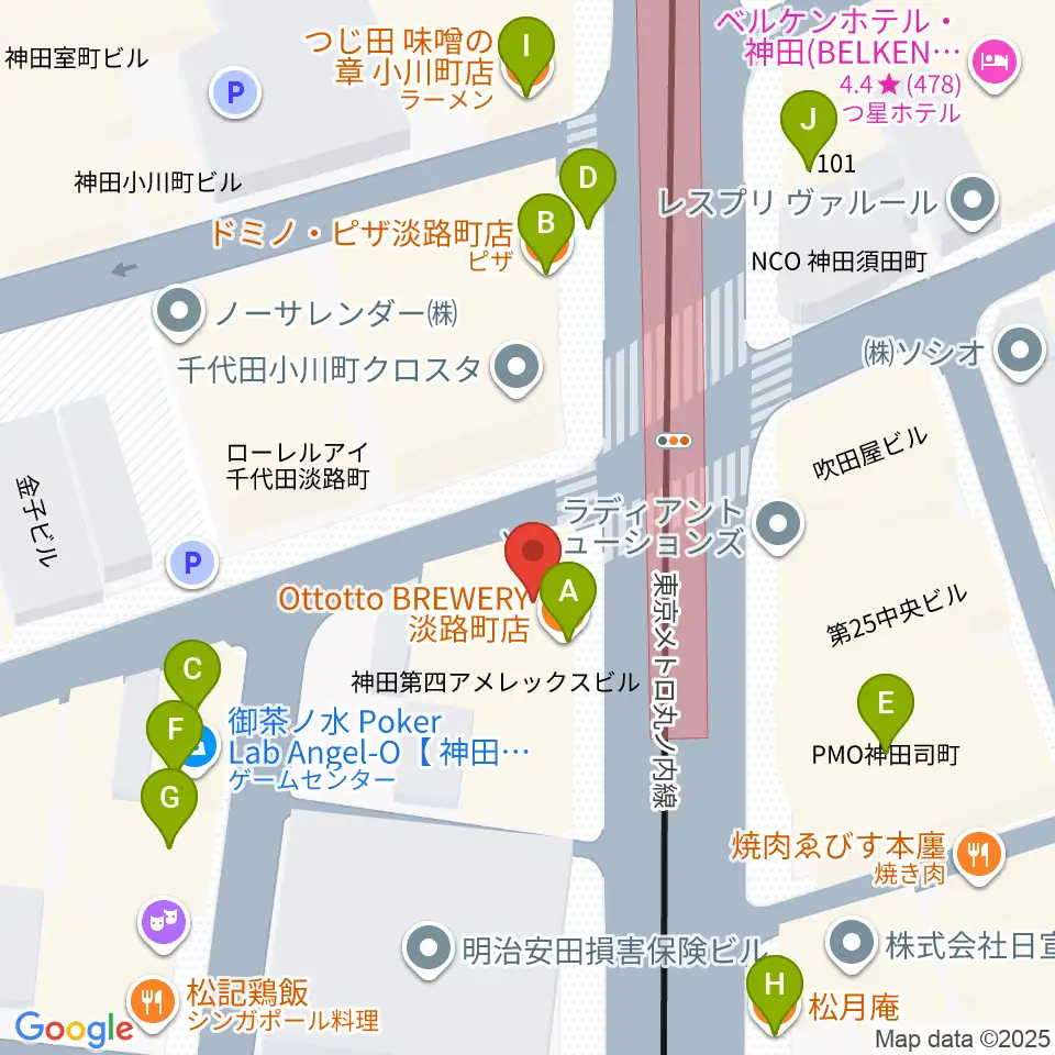 スタジオBPM周辺のファミレス・ファーストフード一覧地図