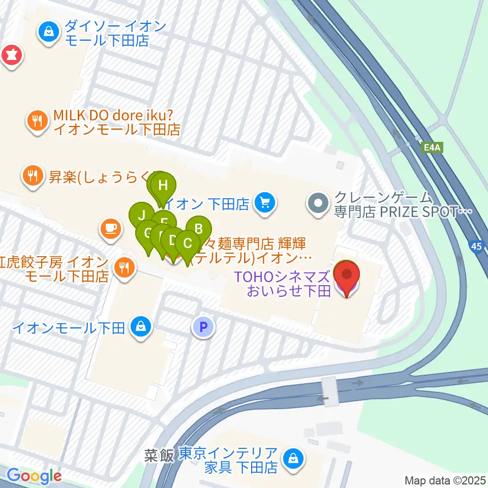 TOHOシネマズおいらせ下田周辺のファミレス・ファーストフード一覧地図