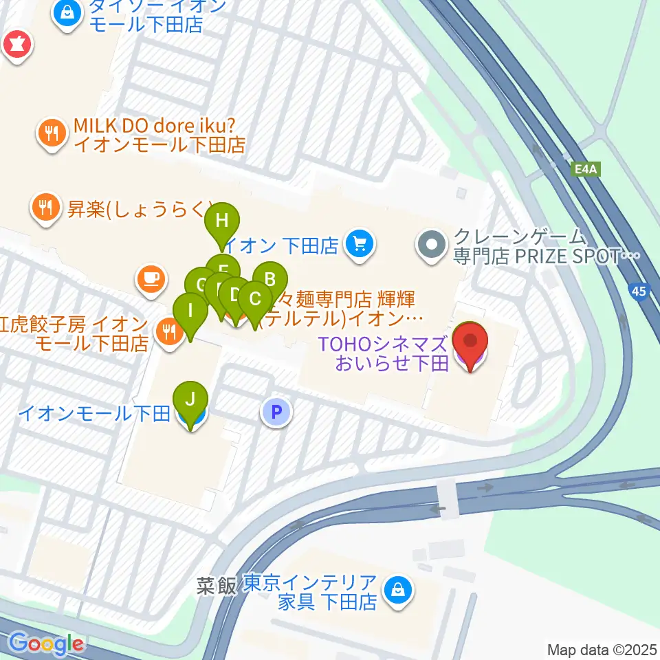TOHOシネマズおいらせ下田周辺のファミレス・ファーストフード一覧地図