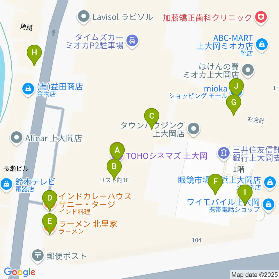 TOHOシネマズ上大岡周辺のファミレス・ファーストフード一覧地図