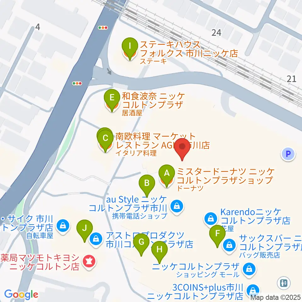 TOHOシネマズ市川コルトンプラザ周辺のファミレス・ファーストフード一覧地図