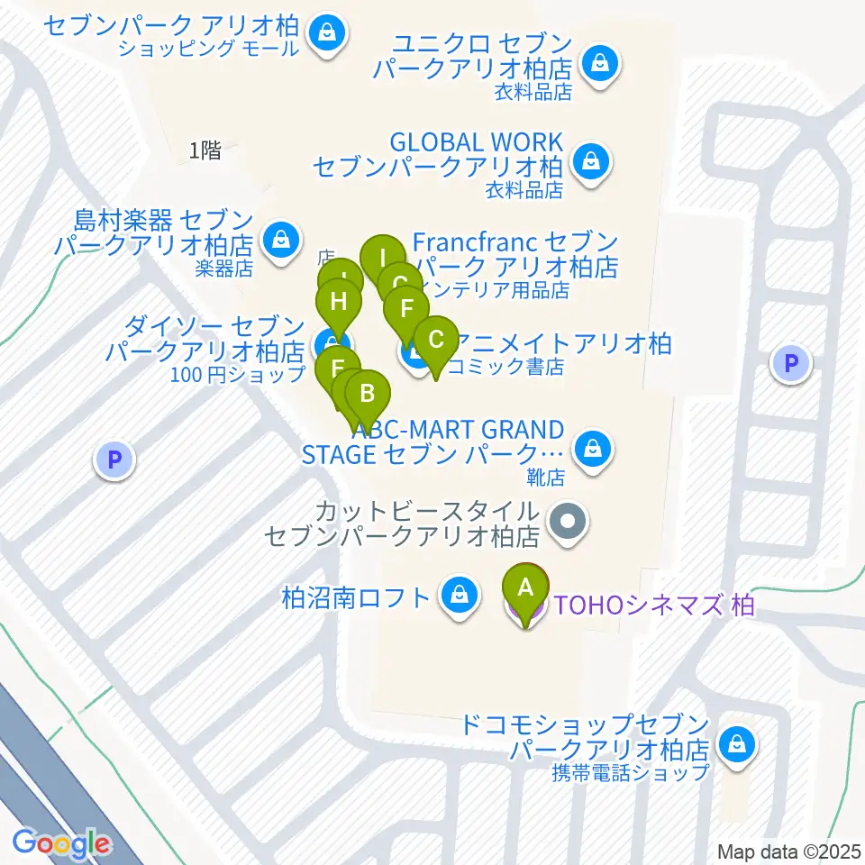 Tohoシネマズ柏 周辺のファミレス ファーストフード一覧マップ