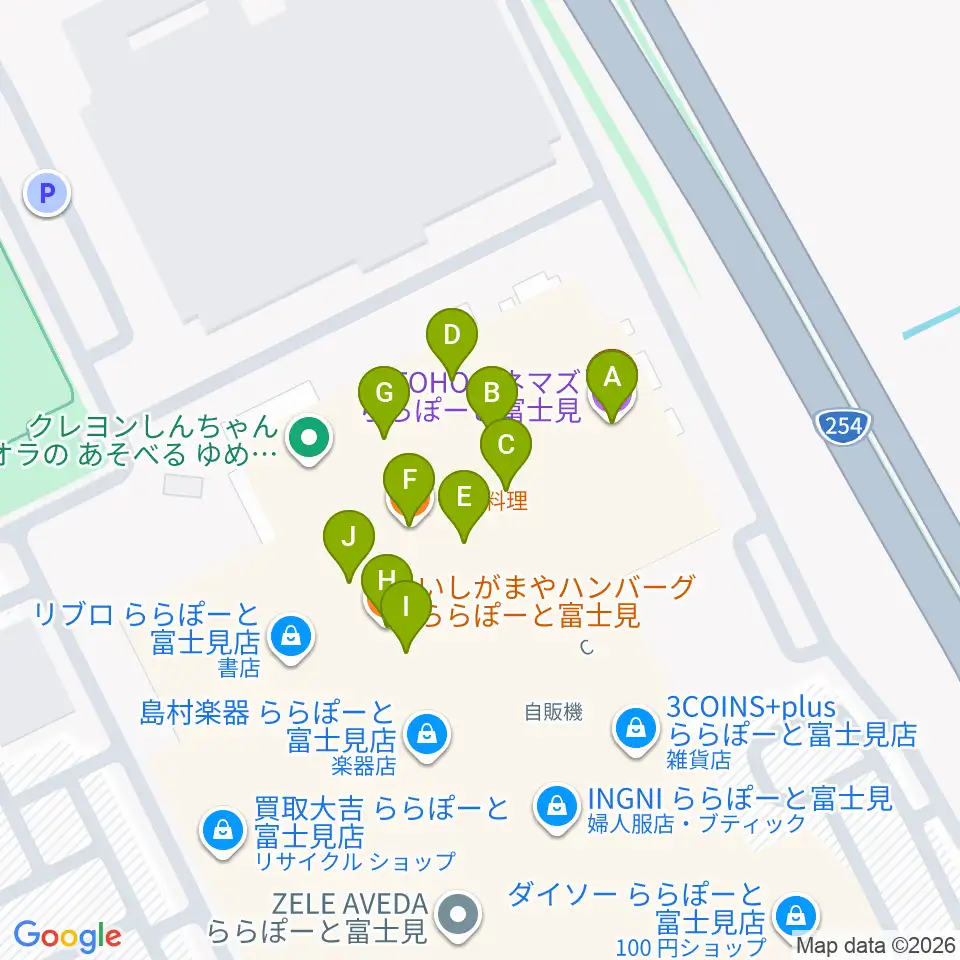 Tohoシネマズららぽーと富士見 周辺のファミレス ファーストフード一覧マップ