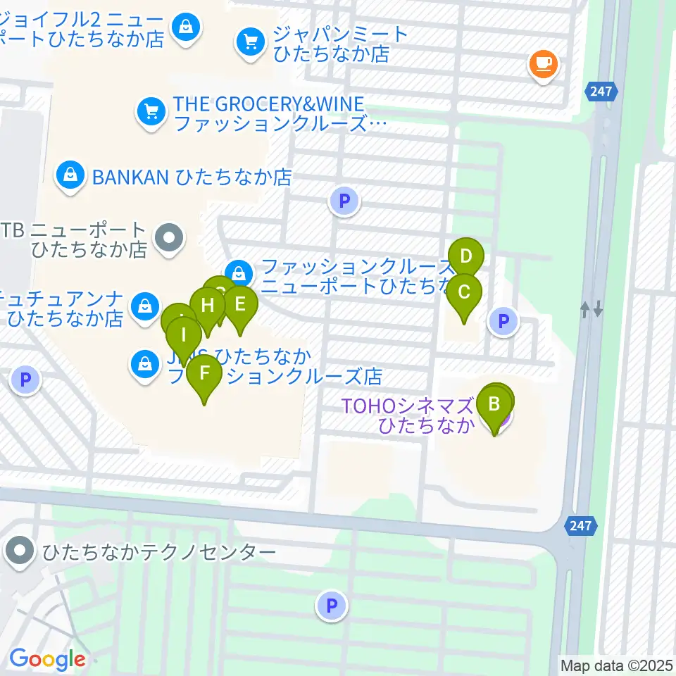 TOHOシネマズひたちなか周辺のファミレス・ファーストフード一覧地図