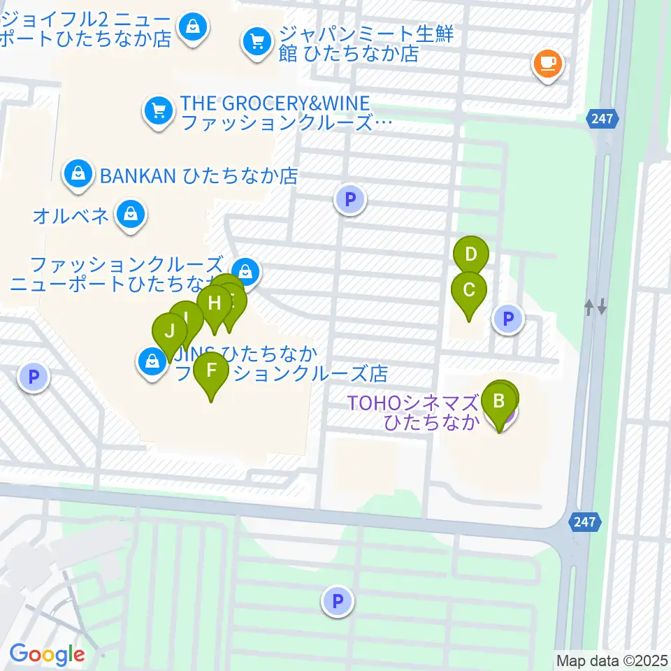 TOHOシネマズひたちなか周辺のファミレス・ファーストフード一覧地図