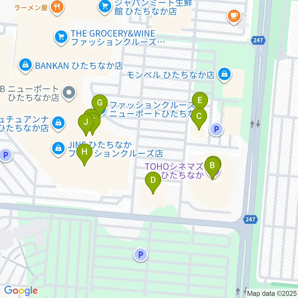 TOHOシネマズひたちなか周辺のファミレス・ファーストフード一覧地図