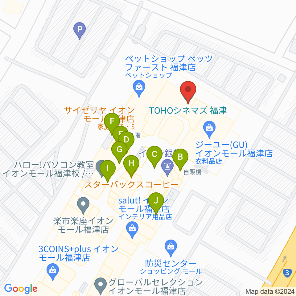 TOHOシネマズ福津周辺のファミレス・ファーストフード一覧地図