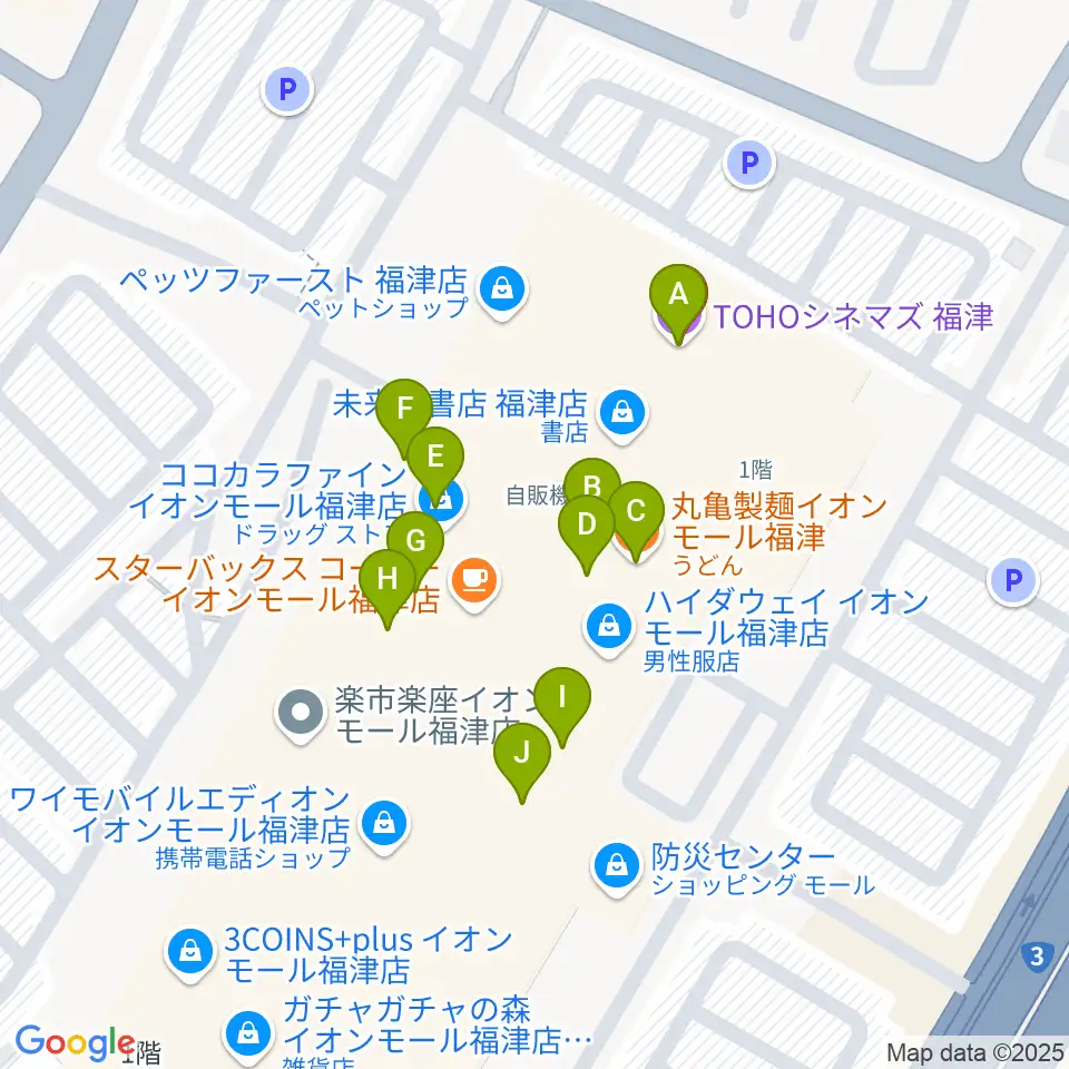 TOHOシネマズ福津周辺のファミレス・ファーストフード一覧地図