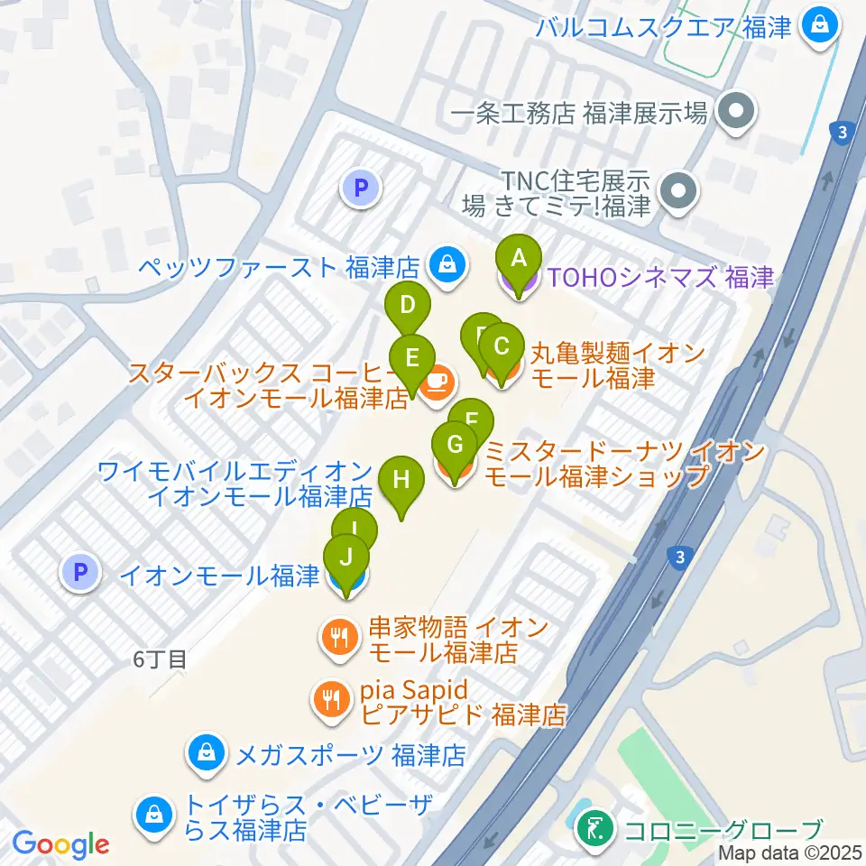TOHOシネマズ福津周辺のファミレス・ファーストフード一覧地図