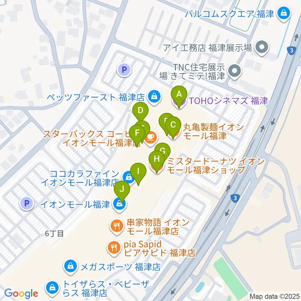 TOHOシネマズ福津周辺のファミレス・ファーストフード一覧地図