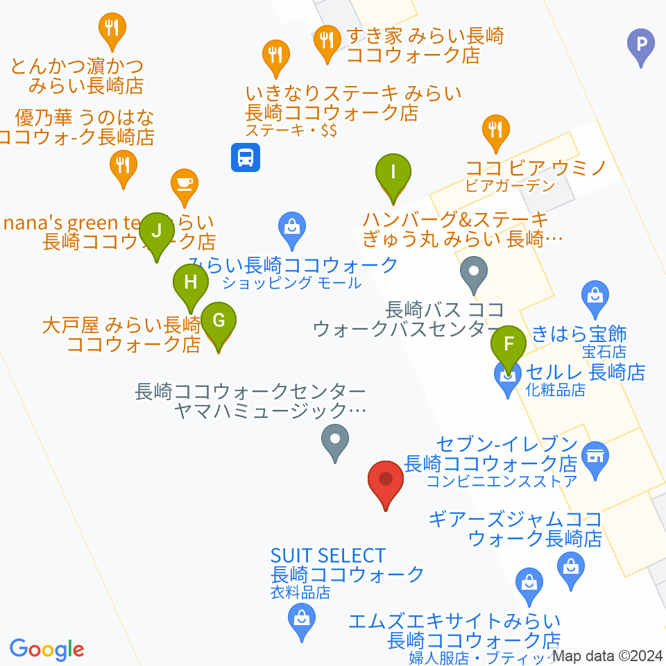 TOHOシネマズ長崎周辺のファミレス・ファーストフード一覧地図