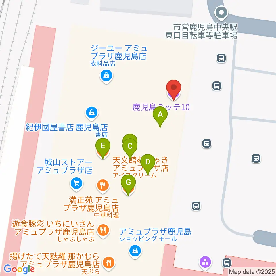 鹿児島ミッテ10周辺のファミレス・ファーストフード一覧地図